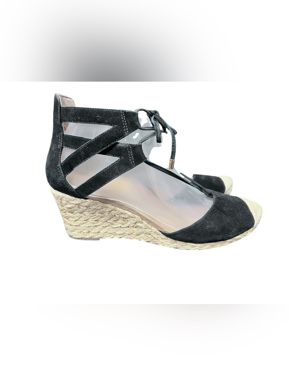 Vionic Calypso black suede espadrille strappy wedge sandal size 8.5 - Picture 2 of 9